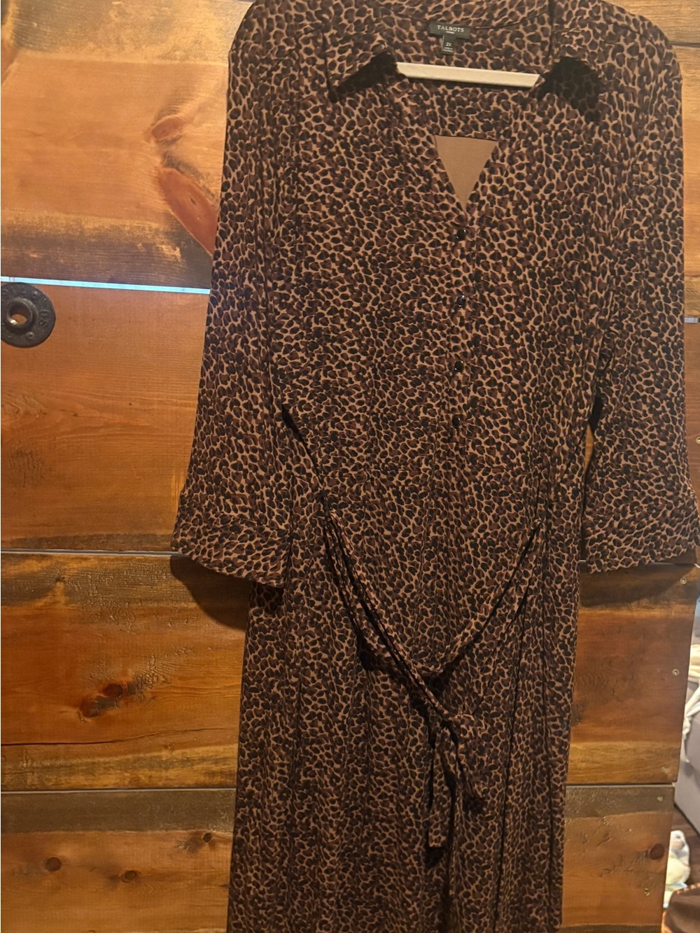 Talbots Brown Leopard-Print Maxi Wrap Dress